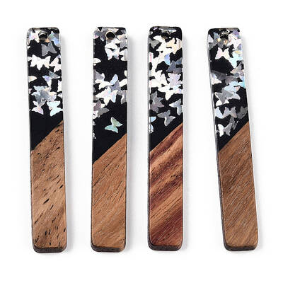 Opaque Resin & Walnut Wood Big Pendants