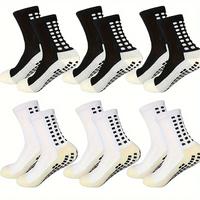 6 Pairs Mens Soccer Socks Grip Non-Slip Football Baseball Soccer Socks for Women Men's  Anti Slip Grip Pads Sports Athletic S...