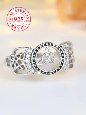 S925 Sterling Silver Hollow Out Design  Ring, Fashion Jewelry for Party, Daily Clothing Decor, Trendy All-match & Exquisite J...
