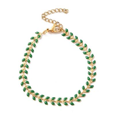 Enamel Ear of Wheat Link Chains Bracelet