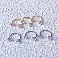 20G(0.8mm)/18G(1.0mm) Titanium 8mm Horseshoe Nose Hoop Internally Threaded Gems Nose Ring with Free Ball Holder