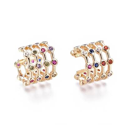 Brass Micro Pave Cubic Zirconia Cuff Earrings