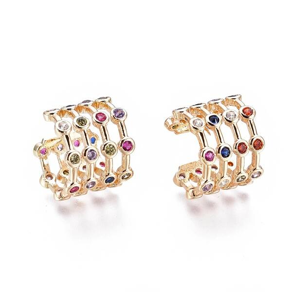 Brass Micro Pave Cubic Zirconia Cuff Earrings