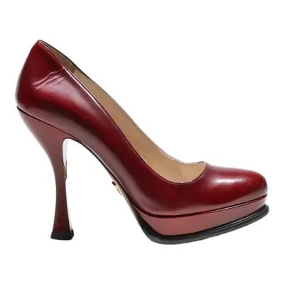 PRADA Pump Heels Red Leather Womens UK 5