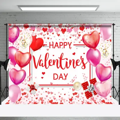 Aperturee Red Pink White Romantic Happy Valentines Day Backdrop | Happy Valentines Day Banner | Valentine Photo Backdrop | Va...