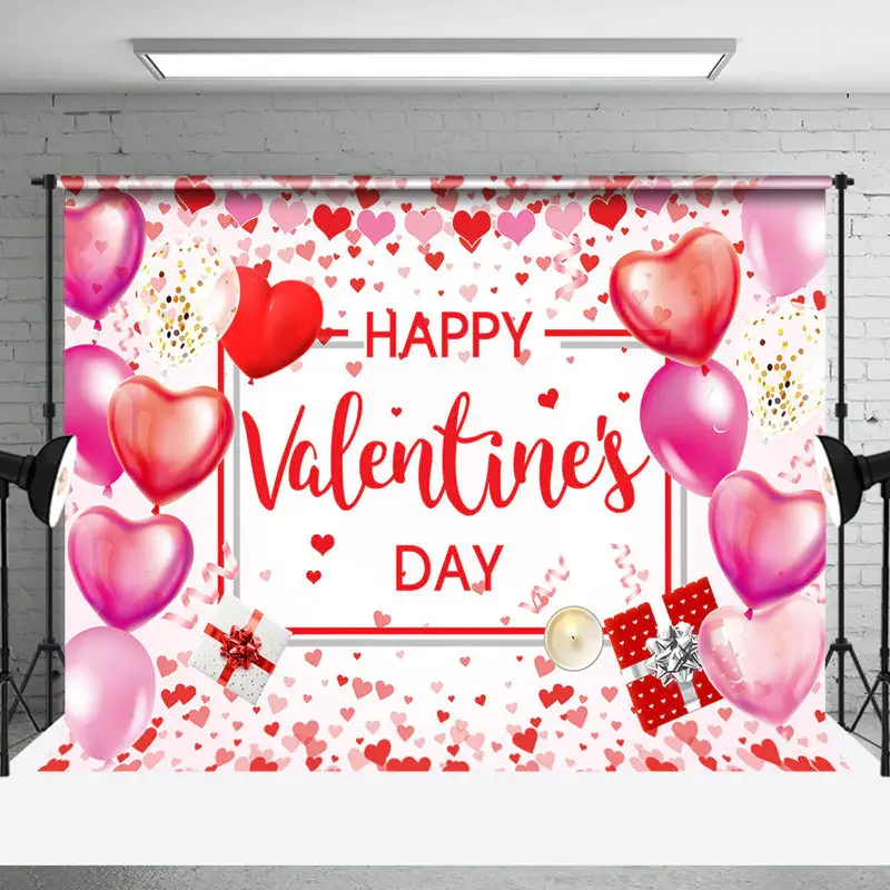 Aperturee Red Pink White Romantic Happy Valentines Day Backdrop | Happy Valentines Day Banner | Valentine Photo Backdrop | Va...