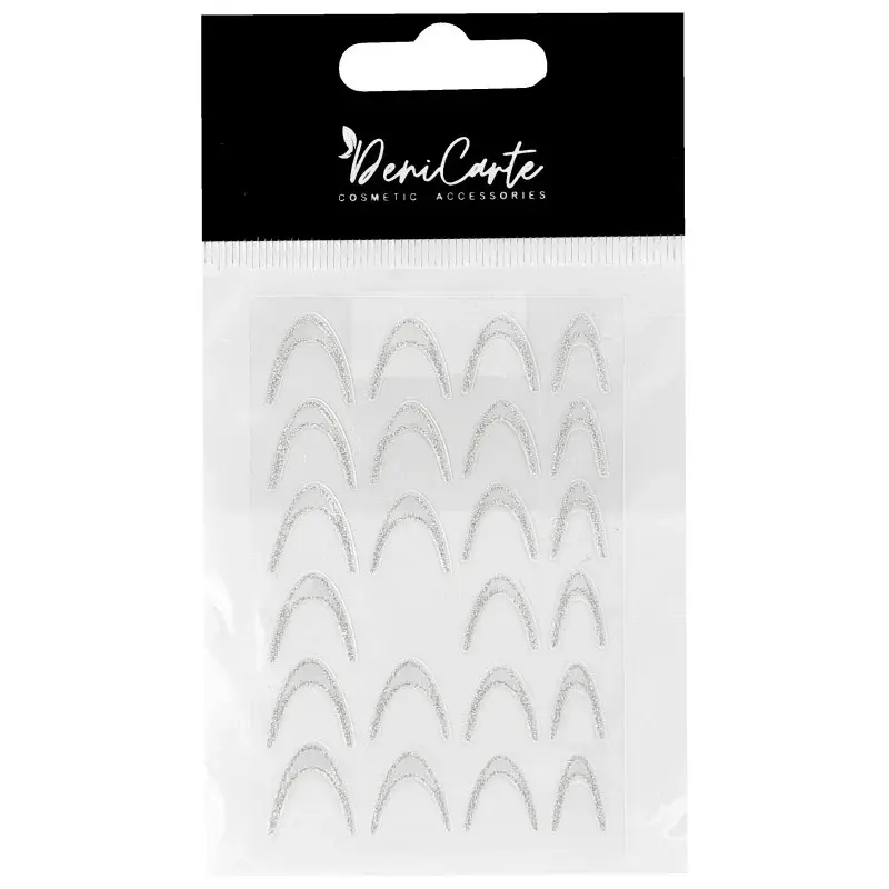 Adesivi per unghie glitterati DeniCarte - French argento