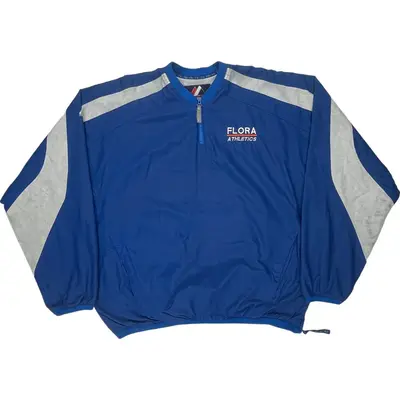Majestic Flora Athletics Windbreaker Jacket - Large - Blue Polyester