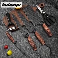 6 Piece Kitchen Knife Set - Chef Knife Set with Non-Stick Stainless Steel and Ergonomic Wood Handle - Kitchen Knives, Block K...