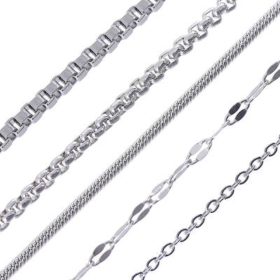 10Pcs 5 Styles Stainless Steel Chain Necklaces for Women & Man