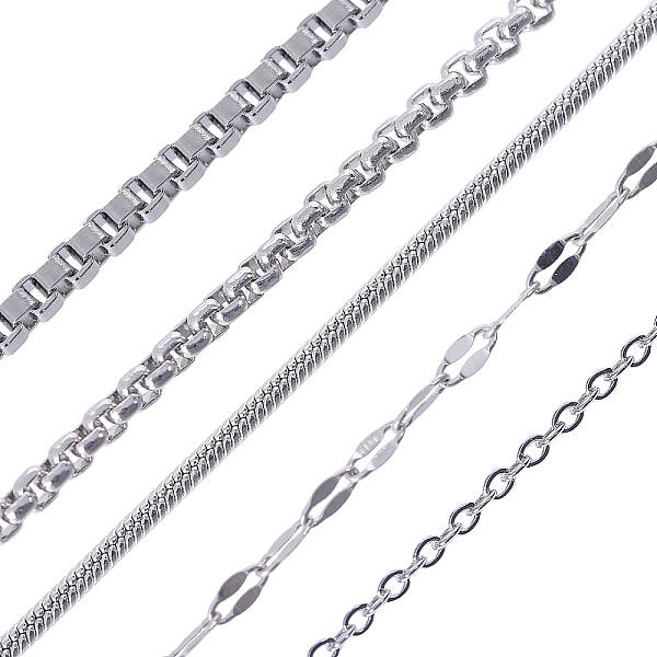 10Pcs 5 Styles Stainless Steel Chain Necklaces for Women & Man