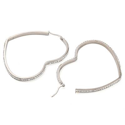 304 Stainless Steel Heart Hoop Earrings