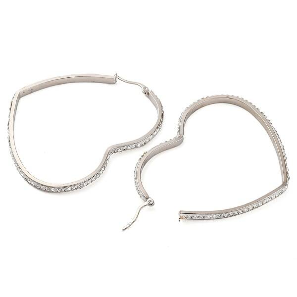 304 Stainless Steel Heart Hoop Earrings