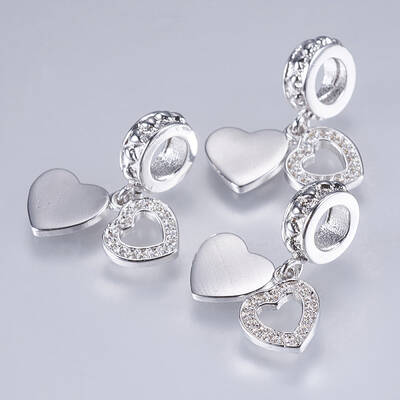 Brass Cubic Zirconia European Dangle Charms