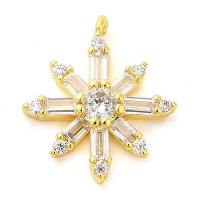 Flower Rack Plating Brass Micro Pave Cubic Zirconia Pendants