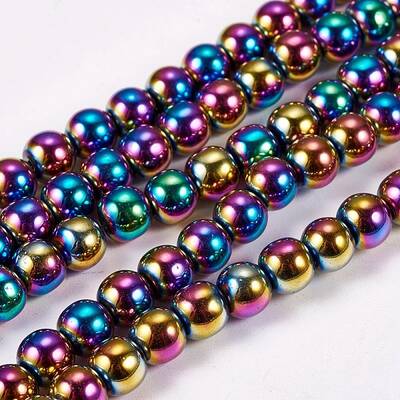Electroplate Non-Magnetic Synthetic Hematite Beads Strands