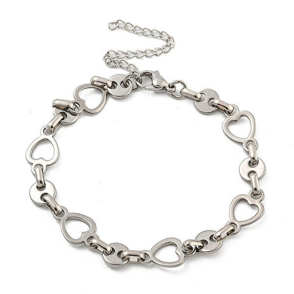 Non-Tarnish 304 Stainless Steel Heart Link Chains Bracelets for Men & Women