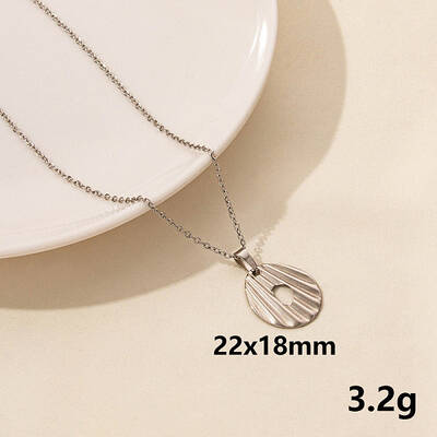 304 Stainless Steel Round Pendant Necklaces