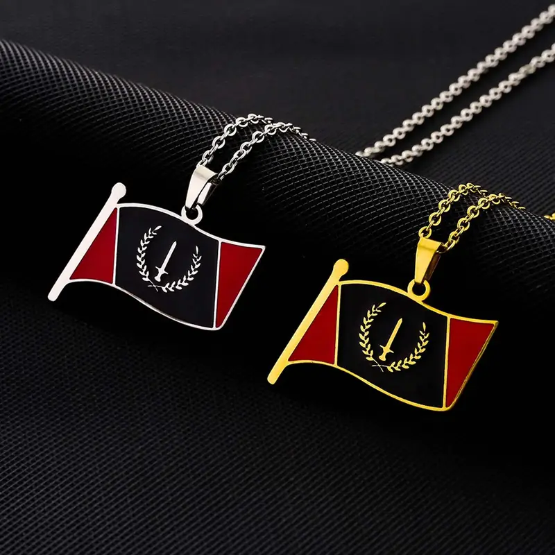 Stainless Steel American Black Flag Necklace Men Women Dily Party Faith Jewelry Personalized Memorial Birthday Gift