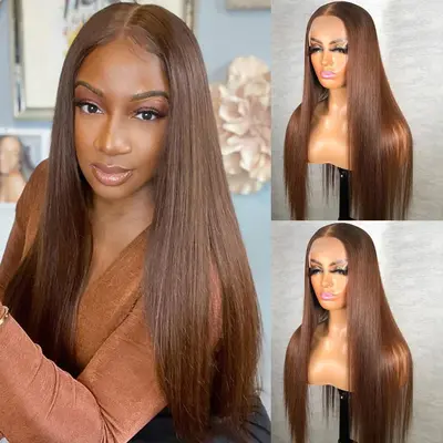 Brown Straight 13*4 13*6 4*4 Lace Wigs 180% Human Hair Lace Front Wigs Ashimary Hair