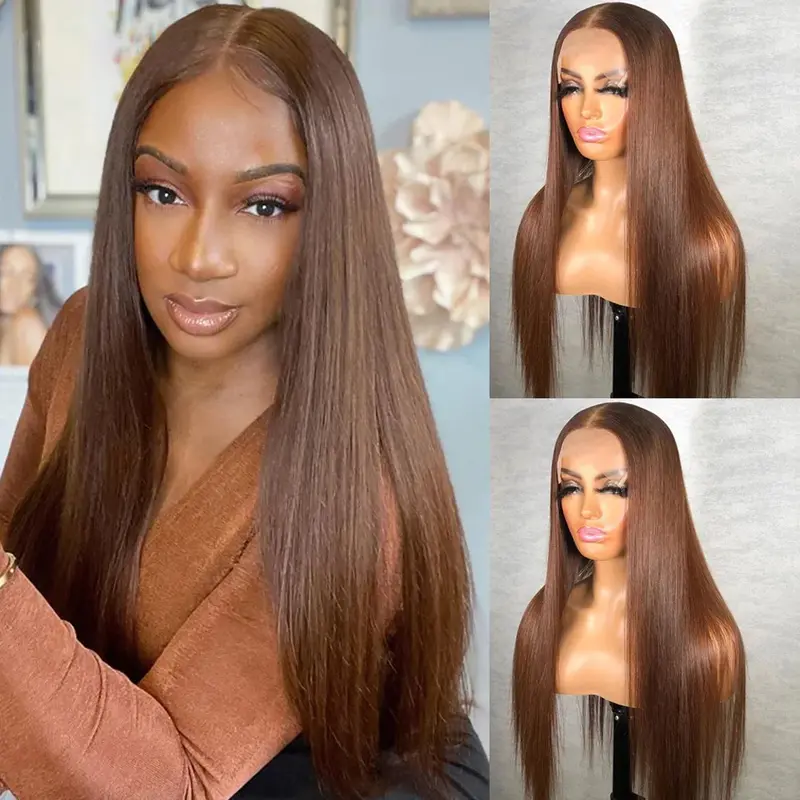 Brown Straight 13*4 13*6 4*4 Lace Wigs 180% Human Hair Lace Front Wigs Ashimary Hair