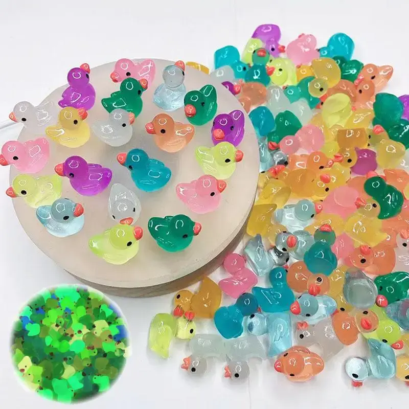 Glowing Duck Ornament, 1 Set Luminous Duck Design Decoration Craft, DIY Resin Accessories, Fish Tank Landscaping Duckling