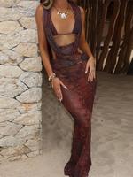 Women's Halter Bra & Maxi Dress Set, Fashion Casual Formal Sleeveless Bodycon Dress for Daily Outdoor Wear, Ladies Clothes fo...
