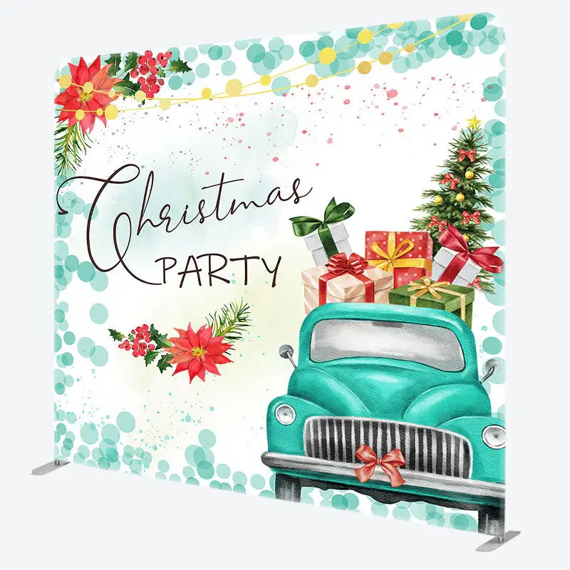 Aperturee Floral Gift Car Merry Christmas Pillow Case Backdrop - Aperturee