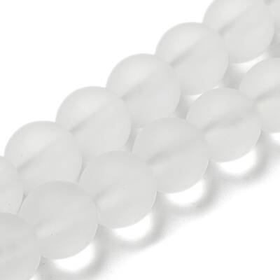 2 Strands Natural Quartz Crystal Frosted Round Beads Strands