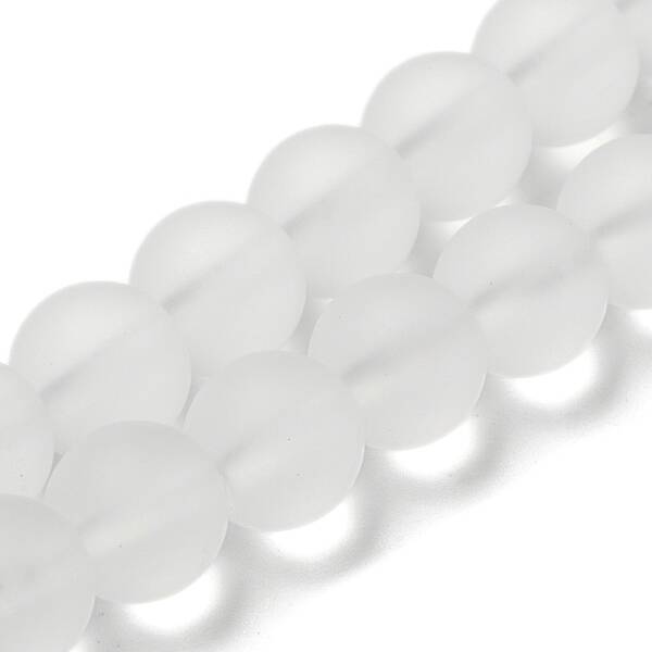 2 Strands Natural Quartz Crystal Frosted Round Beads Strands