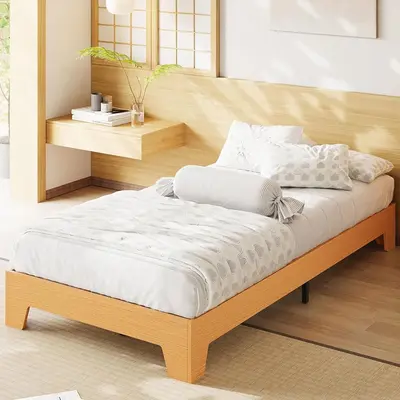 Garvee Twin Wooden Platform Bed Frame with Wood Slats, Noise-Free & Easy Assembly, Minimalist Design, Underbed Storage, No Bo...