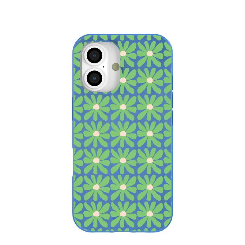 Electric Blue Flower Child iPhone 16 Case