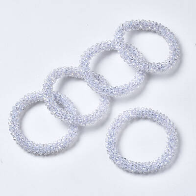Faceted Transparent Glass Beads Stretch Bracelets