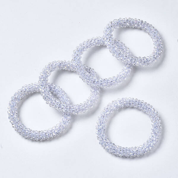 Faceted Transparent Glass Beads Stretch Bracelets