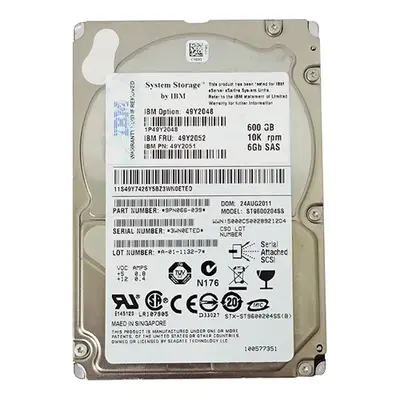 49Y2048 IBM 600GB 6Gb/s SAS 10000 2.5-Inch Hard Drive