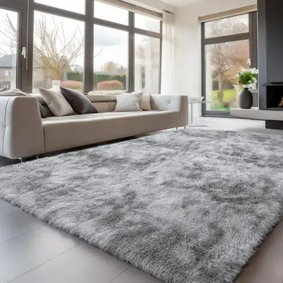 Solid Color Fluffy Rug, 1 Count Multi-size Non-slip Soft Plush Area Rug, Soft Shaggy Rug, Decorative Modern Floor Mat for Liv...