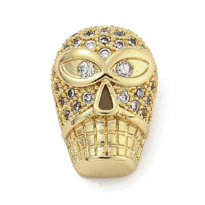 Brass Micro Pave Clear Cubic Zirconia Beads
