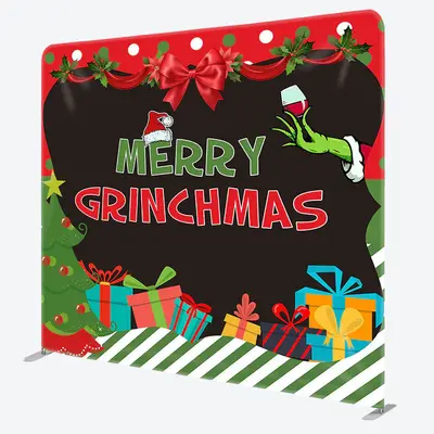 Aperturee Red Green Gifts Merry Grinchmas Pillow Case Backdrop - Aperturee