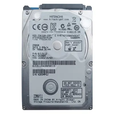 0J13112 HGST Travelstar Z5K320 Series 250GB 5400RPM SATA 3Gb/s 8MB Cache (512) 2.5-inch Hard Drive