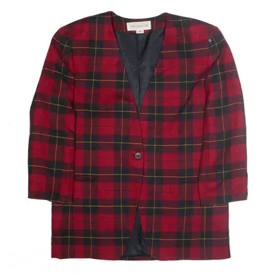 JONES NEW YORK Blazer Jacket Red 90s Check Womens M