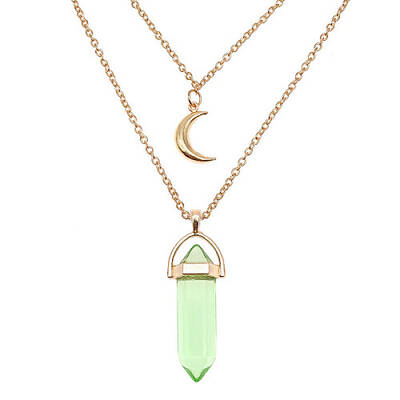 Dyed Natural Jasper Cone Pendant Double Layer Necklace
