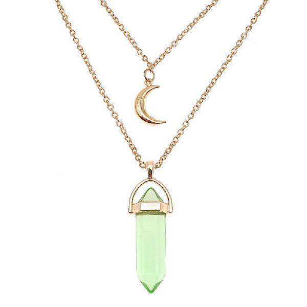 Dyed Natural Jasper Cone Pendant Double Layer Necklace