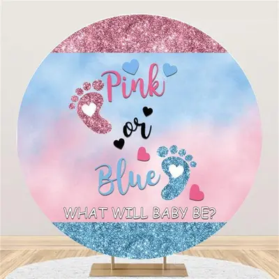 Aperturee Pink Or Blue Gender Reveal Circle Baby Shower Backdrop | Round Backdrop Cover Diy | Baby Shower Arch Backdrop | Rou...