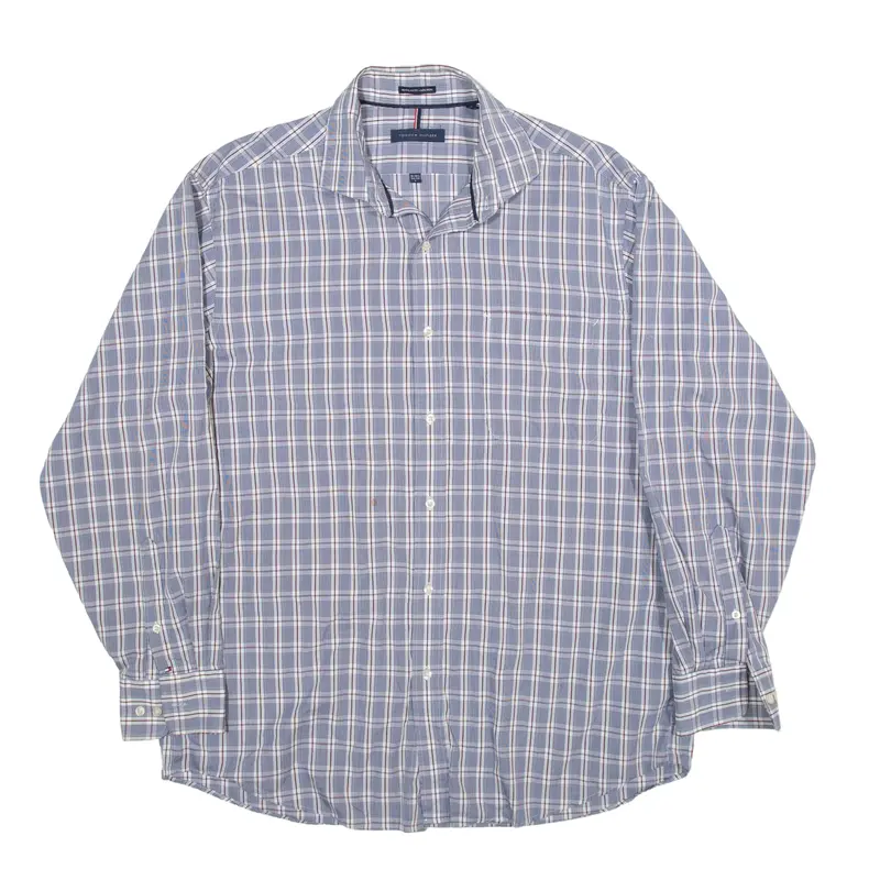 TOMMY HILFIGER Shirt Blue Check Long Sleeve Mens L