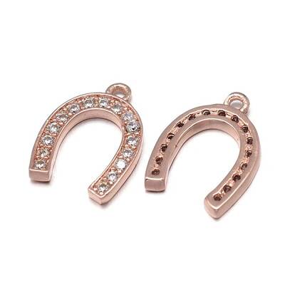 Horseshoe Brass Micro Pave Cubic Zirconia Charms