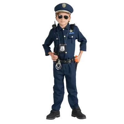 Police Officer Costume Set For Kids - Cop Uniform with Shirt, Pants, Hat, Belt, Whistle, Gun Holster & Walkie Talkie – Perf...
