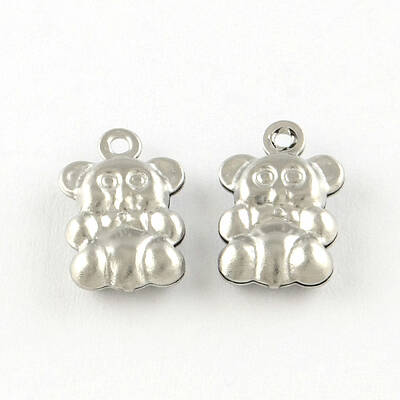 Tarnish Resistant Bear 201 Stainless Steel Charm Pendants