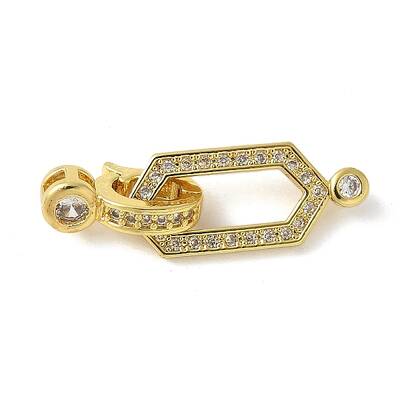 Brass Pave Clear Cubic Zirconia Fold Over Clasps