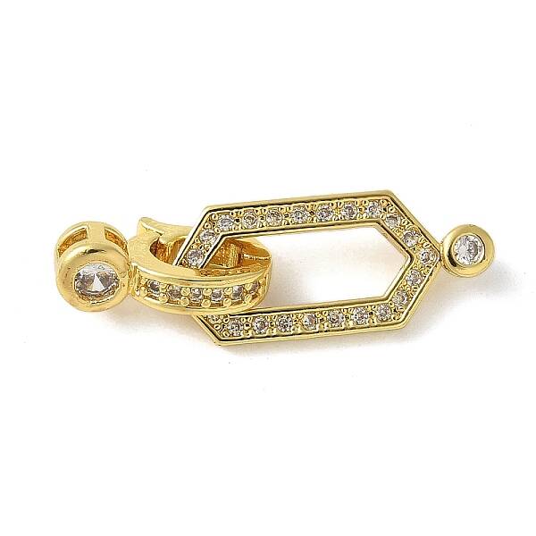 Brass Pave Clear Cubic Zirconia Fold Over Clasps