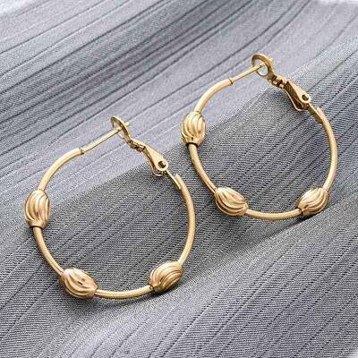 304 Stainless Steel Oval Hoop Earrings